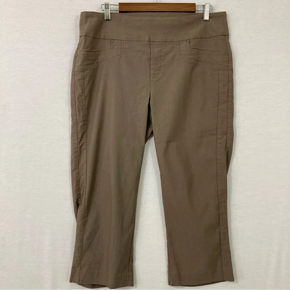 Simon Chang‎ Brown Soft Stretch Business Office Pull-on Crop Pants size 14